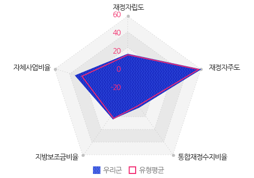 주요 재정지표값 및 유형평균 대비 위상